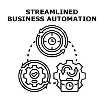 Streamlining business automation processes for efficiency and optimization Ilustração Stock