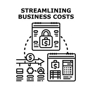 Streamlining business costs vector concept illustration drawing Ilustración de archivo