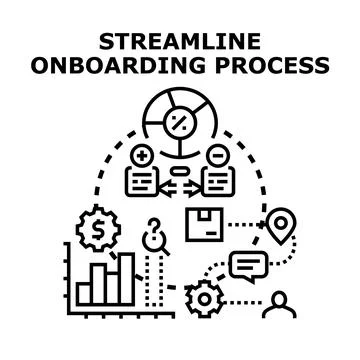 Streamlining business process and client onboarding management Stock Illustration