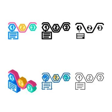 Streamlining business process color icon vector multistyle Illustrazione stock