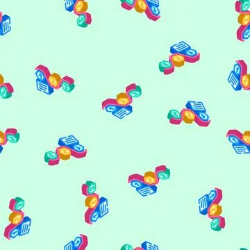 Streamlining business process isometric icon seamless pattern Stock Illustration
