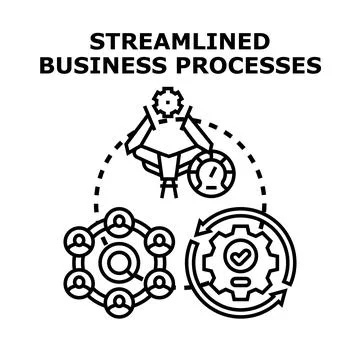 Streamlining business processes with automation and teamwork Stock Illustration