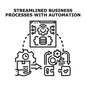 Streamlining business processes by implementing automation technology 스톡 일러스트