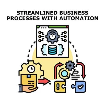 Streamlining business processes by implementing automation technology Illustrazione stock