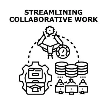 Streamlining collaborative work process efficiency Stock Illustration