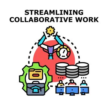 Streamlining collaborative work process efficiency Stock Illustration