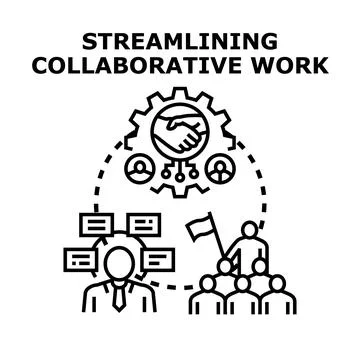 Streamlining collaborative work process management illustration Stock Illustration