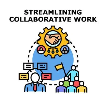 Streamlining collaborative work process management illustration Stock Illustration