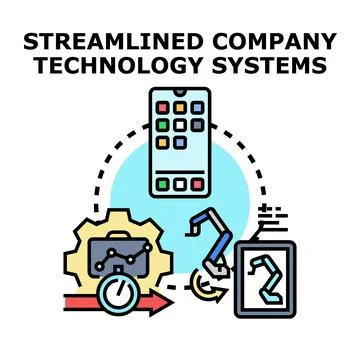 Streamlining company technology systems and digital automation processes Stock Illustration