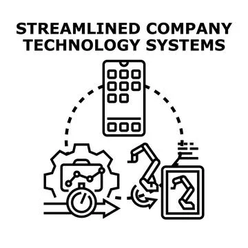Streamlining company technology systems and digital automation processes Stock Illustration