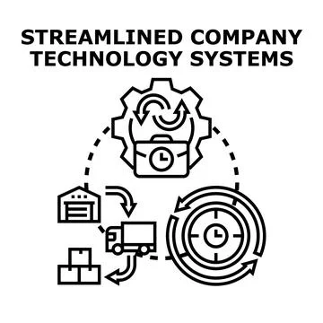 Streamlining company technology systems optimizing business processes Stock Illustration