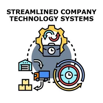 Streamlining company technology systems optimizing business processes Stock Illustration