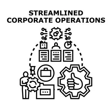 Streamlining corporate operations concept optimizing business process Stock Illustration