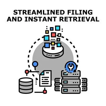 Streamlining data filing process and instant information retrieval Stock Illustration