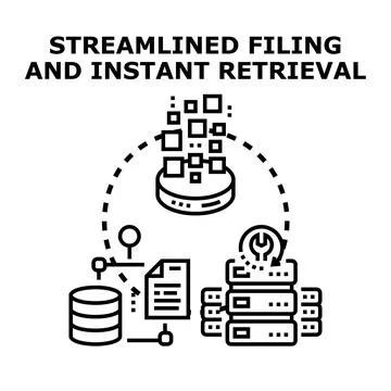 Streamlining data filing process and instant information retrieval Stock Illustration