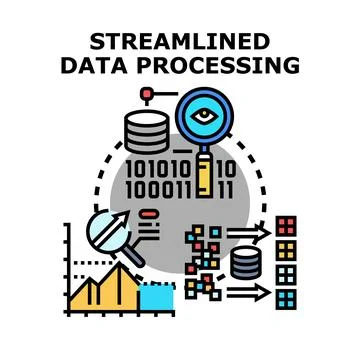 Streamlining data processing enhancing business analysis efficiency Stock Illustration