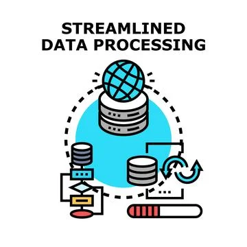 Streamlining data processing management and automation system Stock Illustration