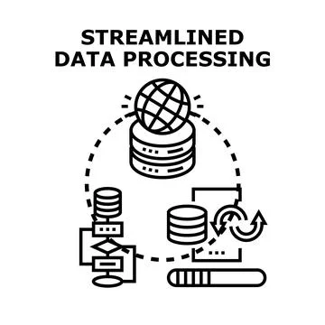 Streamlining data processing management and automation system Stock Illustration