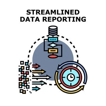 Streamlining data reporting process for business efficiency Stock Illustration