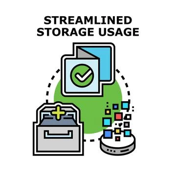Streamlining digital data and information storage usage Illustrazione stock