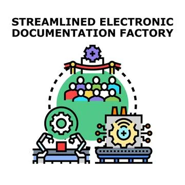 Streamlining electronic documentation factory processes and automation Stock Illustration