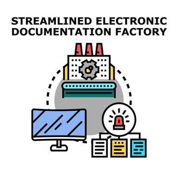 Streamlining electronic documentation factory processing documents data イラスト素材