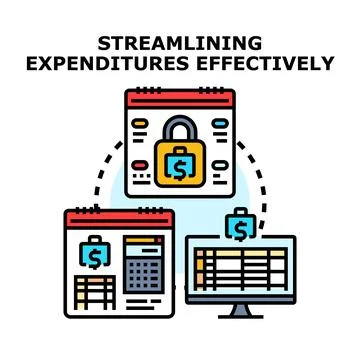 Streamlining expenditures effectively managing financial expenses budget Stock Illustration