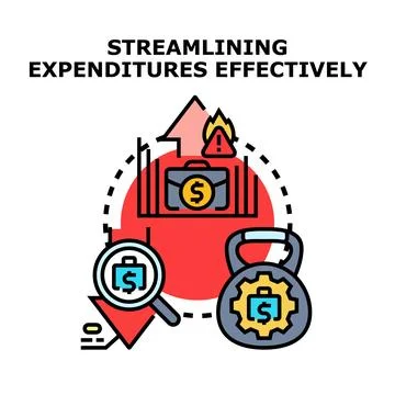 Streamlining expenditures effectively reducing business costs strategy Stock Illustration