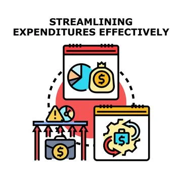 Streamlining expenditures effectively through financial management strategy Stock Illustration