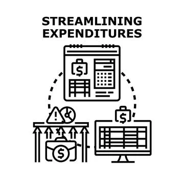 Streamlining expenditures process for financial management Stock Illustration