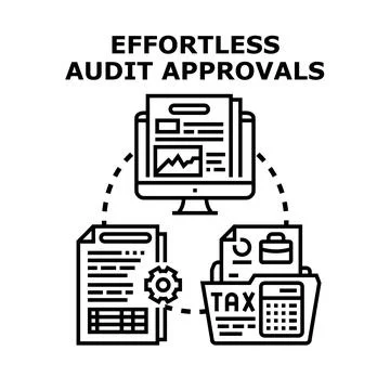 Streamlining financial audit approvals process flow Stock Illustration