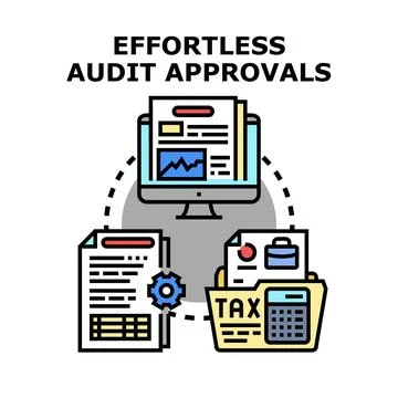 Streamlining financial audit approvals process flow Stock Illustration