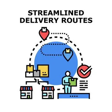 Streamlining global delivery routes for efficient logistics and tracking Stock Illustration