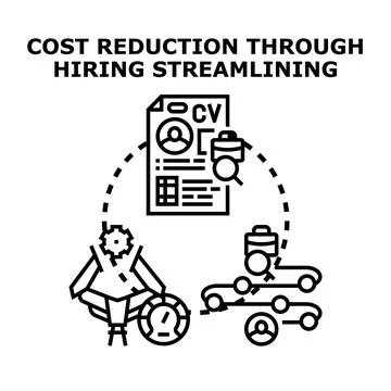 Streamlining hiring process reducing business costs Stockillustratie