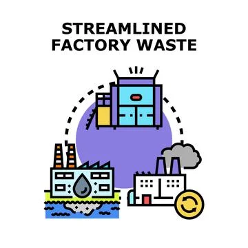 Streamlining industrial waste management process vector illustration Stock Illustration