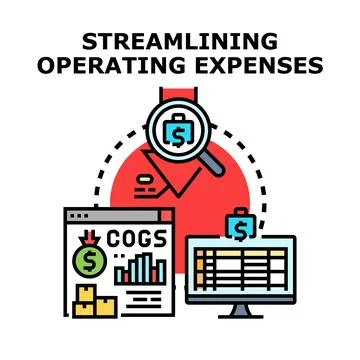 Streamlining operating expenses, cost optimization and business efficiency Stock Illustration