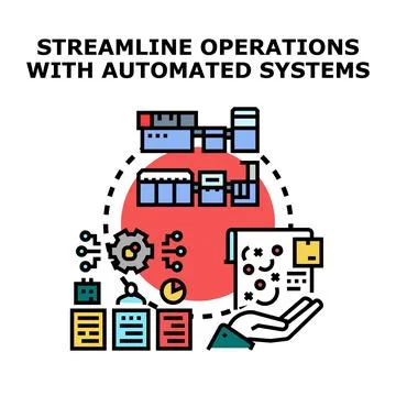 Streamlining operations with automated industrial systems Stock Illustration