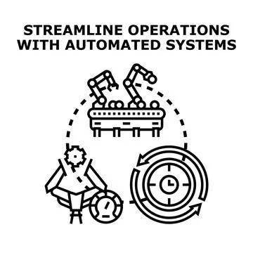 Streamlining operations with automated industrial systems Stock Illustration