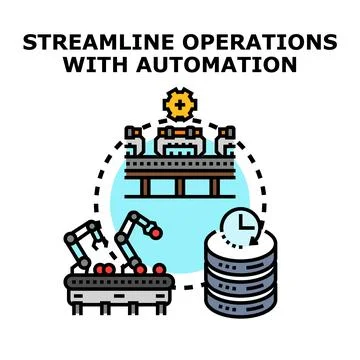 Streamlining operations with industrial automation and robotics Stock Illustration