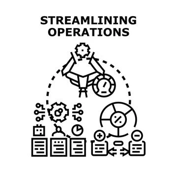 Streamlining operations process with technology and optimization Stock Illustration