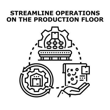 Streamlining operations on production floor for efficiency Illustrazione stock