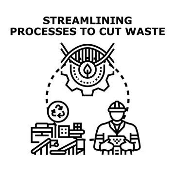 Streamlining processes cutting industrial waste and enhancing efficiency Stock Illustration