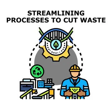Streamlining processes cutting industrial waste and enhancing efficiency Stock Illustration