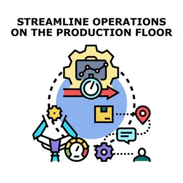 Streamlining production operations optimizing manufacturing processes manag.. Stock Illustration
