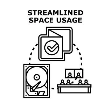 Streamlining space usage managing data content storage Stock Illustration