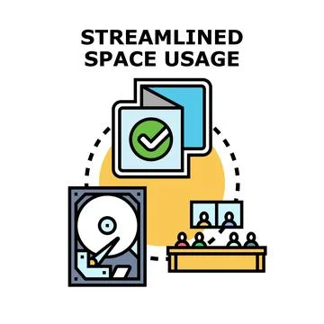 Streamlining space usage managing data content storage Stock Illustration