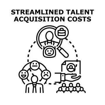 Streamlining talent acquisition costs process concept Stock Illustration