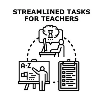 Streamlining tasks for educators and learning environment Stock Illustration