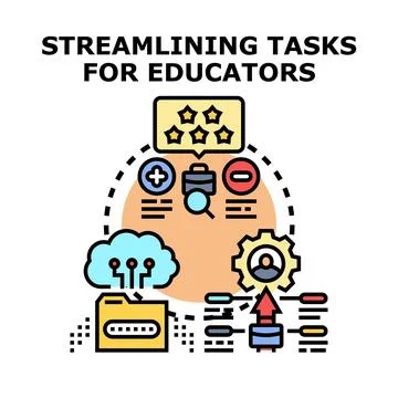 Streamlining tasks for educators concept with digital tools 스톡 일러스트