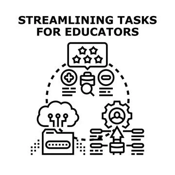 Streamlining tasks for educators concept with digital tools Ilustração Stock